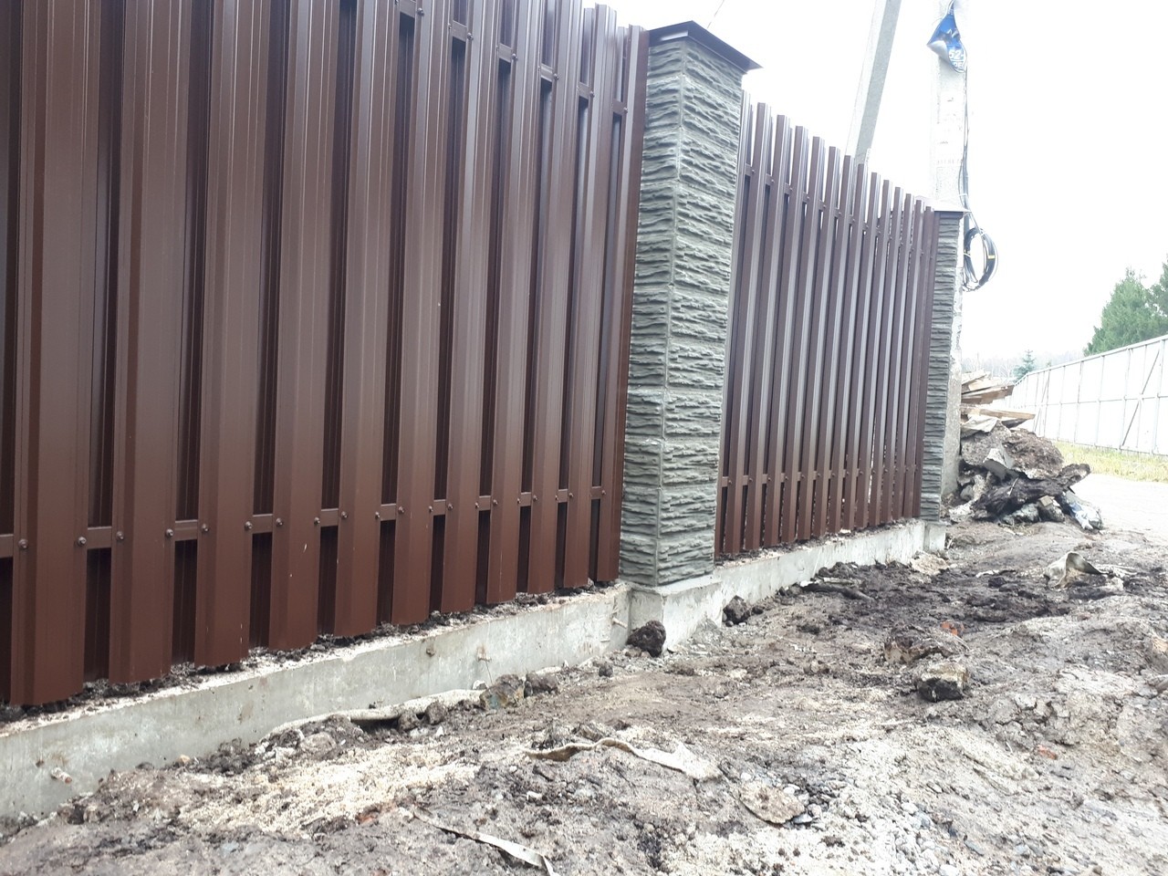 Забор шахматка 40м из штакетника столбы под камень фото4 в Полевском