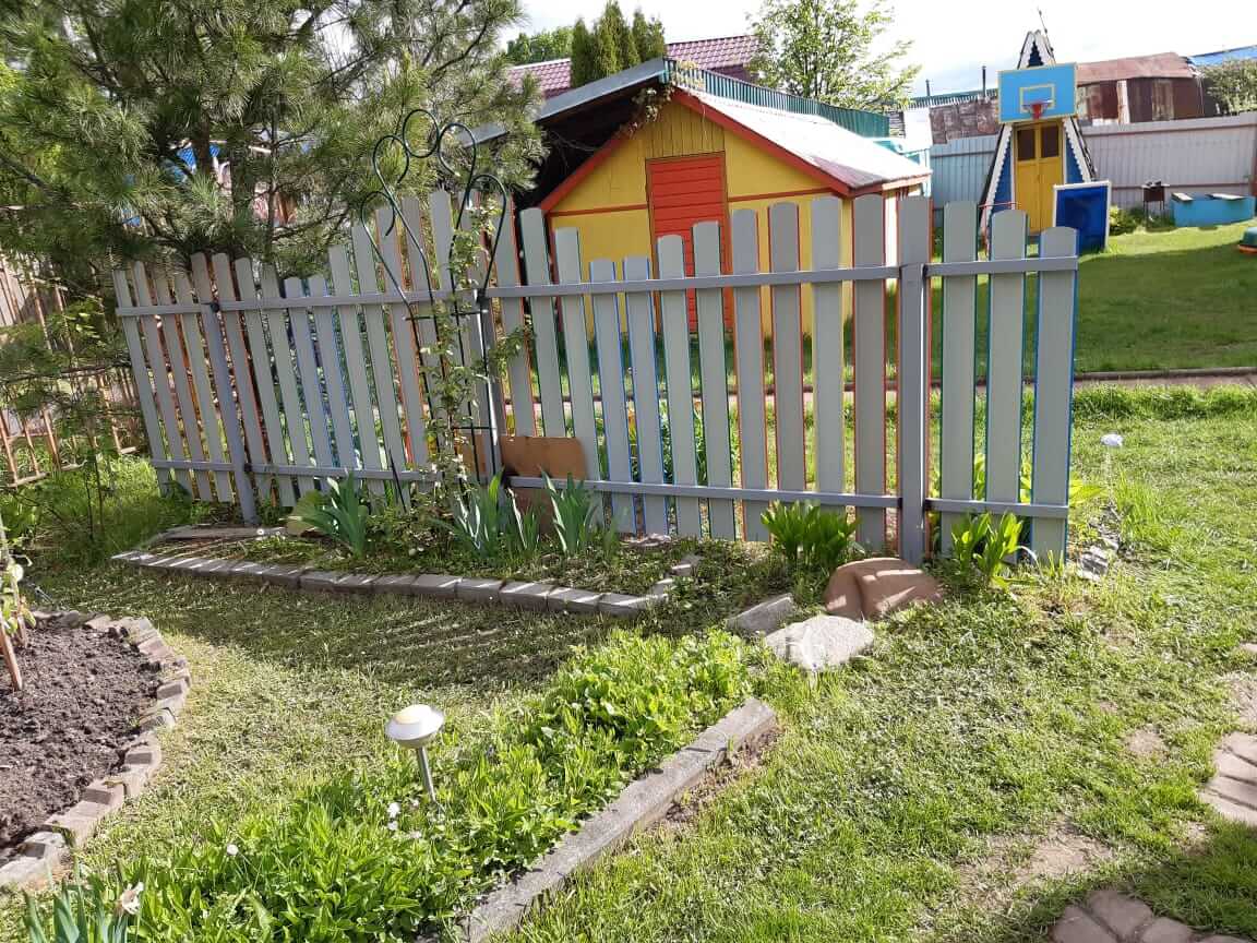 забор из разноцветного штакетника односторонний фото3 в Полевском