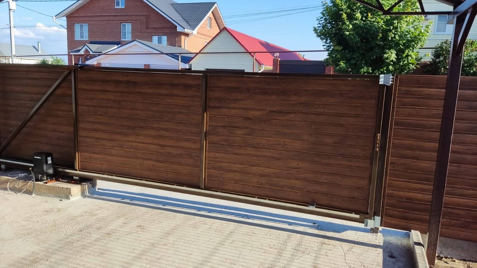 Забор-ранчо из металлопланкена 76м Printech Каштан 2-х сторонний фото3 в Полевском